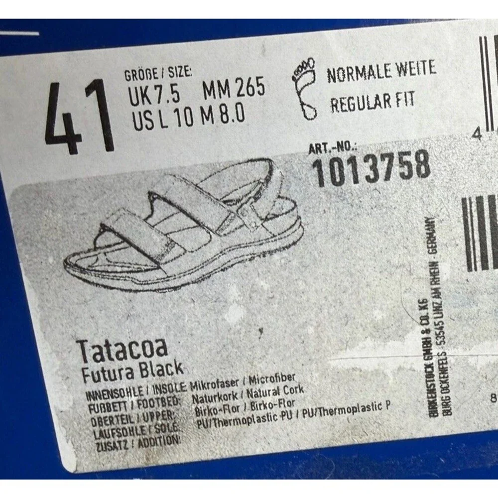 Birkenstock Tatacoa Futura Black Men’s Sandals US Men’s 8 New in Box